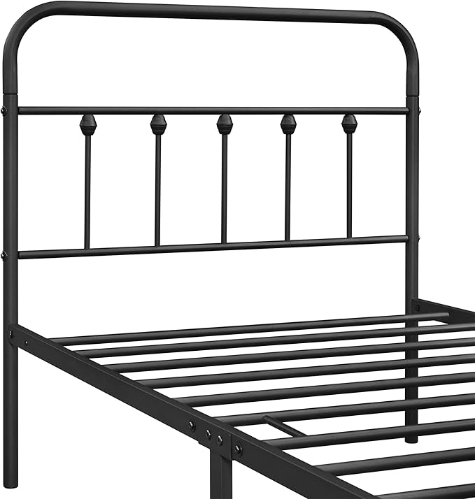 Yaheetech Classic Metal Platform Bed Frame Mattress Foundation with Victorian Style Iron-Art Headboard/Footboard/Under Bed Storage/No Box Spring Needed/Twin XL Size Black