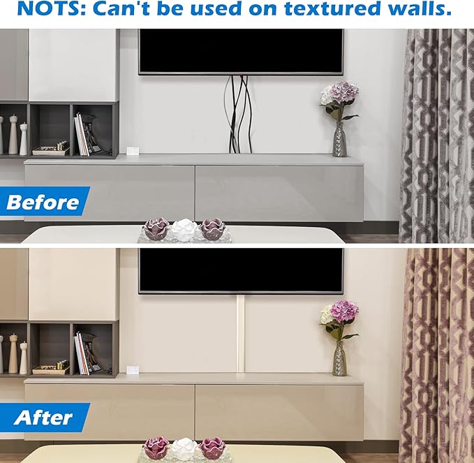 TV Cord Hider - 39in(3xL13in) Cord Covers for Wall Mounted TV Cable Hider Wall Kit | Wire Hiders for TV on Wall, Wire Covers for Cords, Cable Concealer Hide Cords, 1.5" W*0.75" H, Beige