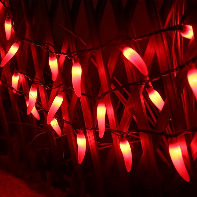 LIDORE Chili Pepper String Light Summer Kitchen Garden Patio Decoration Fairy Light Connectable Plug in UL Listed 35 Counts Red Chili 13FT