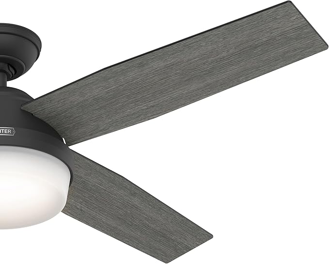 Hunter Fan Company, 52388, 52 inch Dempsey Matte Black Ceiling Fan with LED Light Kit and Handheld Remote