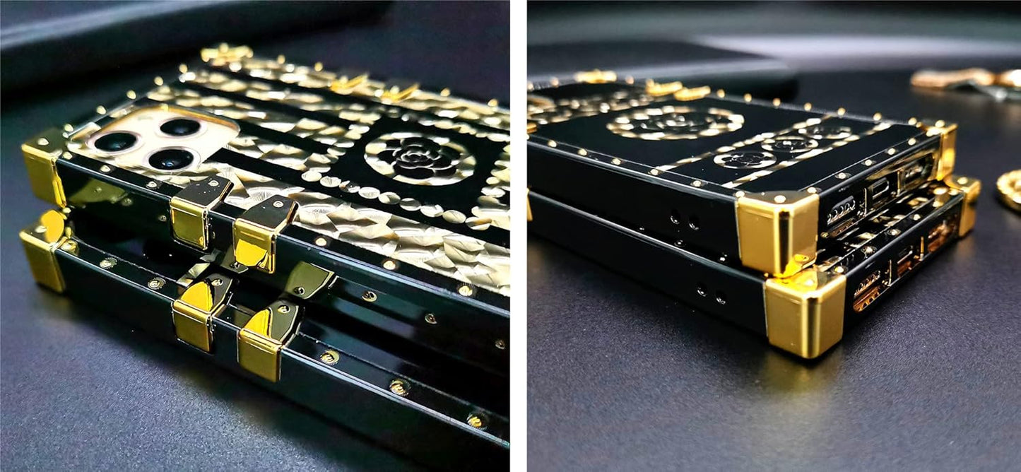 for Samsung Galaxy A53 5G Case, Gold Bling Glitter Rose Flower Design Soft Trunk Cover with Ring Kickstand