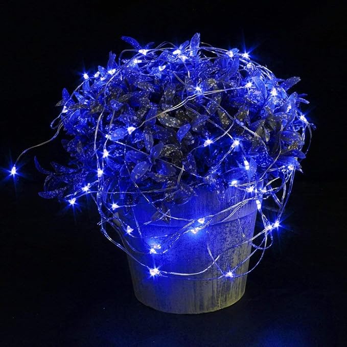 16 Packs Fairy Lights Battery Operated(Batteries Included) 10.2FT 30LEDs Waterproof Copper Wire Firefly Light, Mini Starry String Lights for DIY Craft Wedding Party Christmas Decor (Blue Fairy Light)