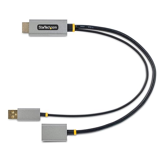 StarTech.com 1ft (30cm) HDMI to DisplayPort Adapter Cable, Active 4K 60Hz HDMI 2.0 to DP 1.2 Converter, HDR, USB Bus Powered, HDMI Source to DisplayPort Monitor for Laptops/PC (128-HDMI-DISPLAYPORT)