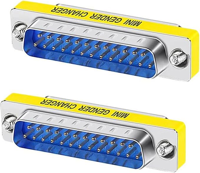 db9 Connector Null Modem Adapter,25-Pin Serial vga Adapter RS232 db9 Gender Changer,for Computer and Industrial Device Data Transfer(M-M(2P-25 Pin))