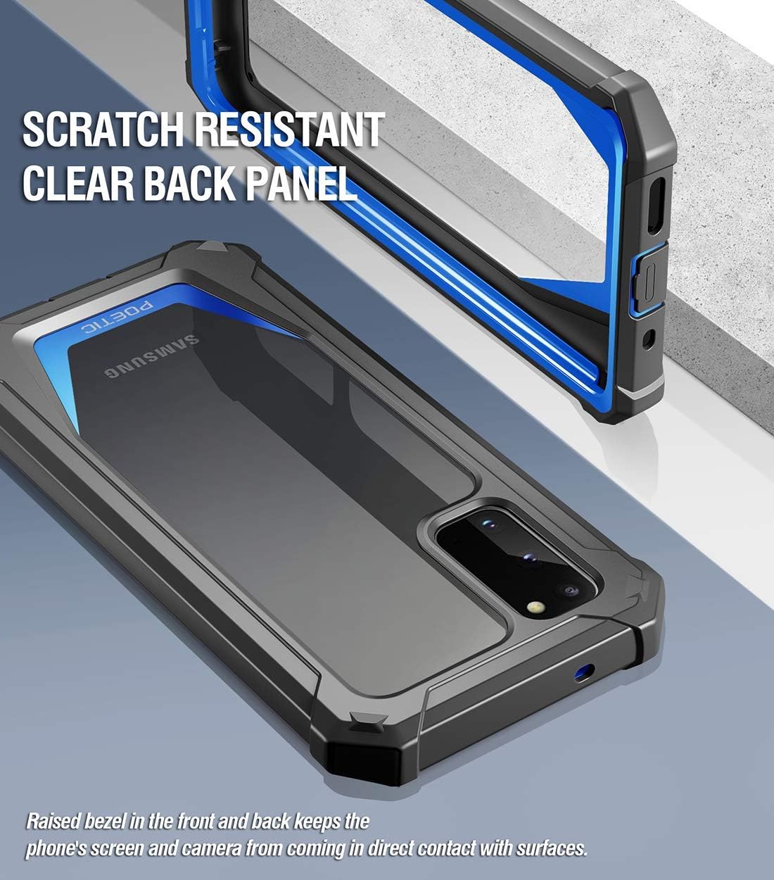 Poetic Guardian Series Case for Samsung Galaxy S20, Full-Body Hybrid Shockproof Bumper Cover, Blue/Clear
