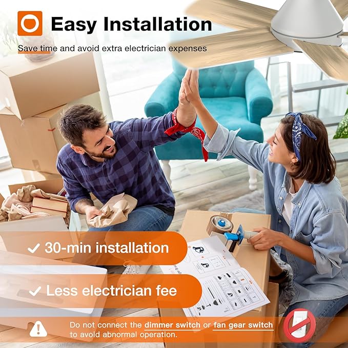 addlon Ceiling Fans with Lights, 32inch Low Profile Ceiling Fan with Light and Remote Control, Flush Mount, Reversible, 3CCT, Dimmable, Quiet, White Small Ceiling Fan for Bedroom Indoor/Outdoor Use