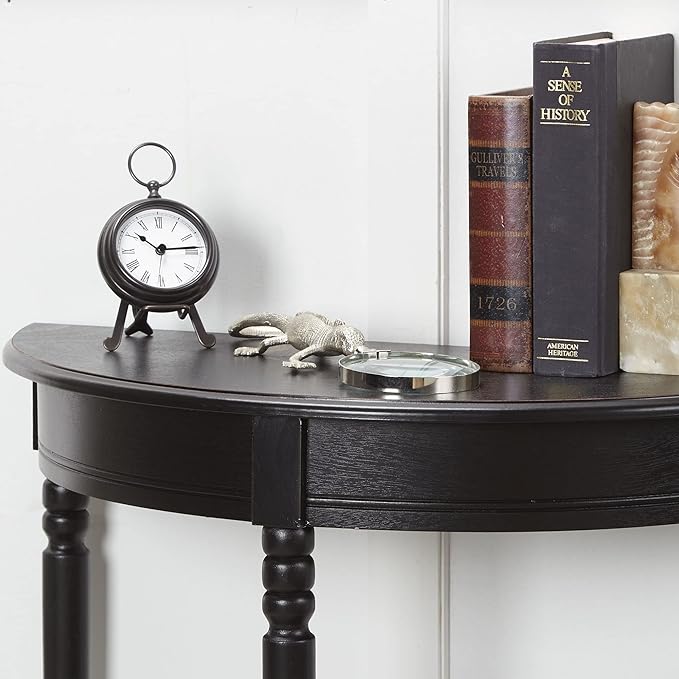 Decor Therapy Simplfy Moon Entry Table,with Shelves & Easy Assembly, Wood-(28.5" x 11.8" x 28.5") Simplify Half Round, 28.5" x 28.5" x 12", Black