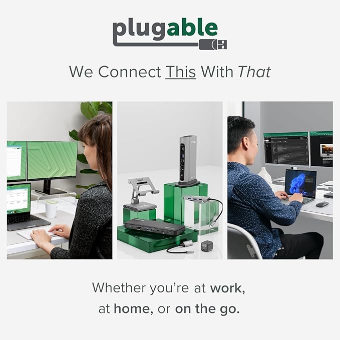 Plugable USB 3.0 to HDMI Video Graphics Adapter – DisplayLink Certified for Multiple Monitors up to 2560x1440 – External USB to HDMI Adapter Compatible with Windows 11, 10, 7, XP, and macOS
