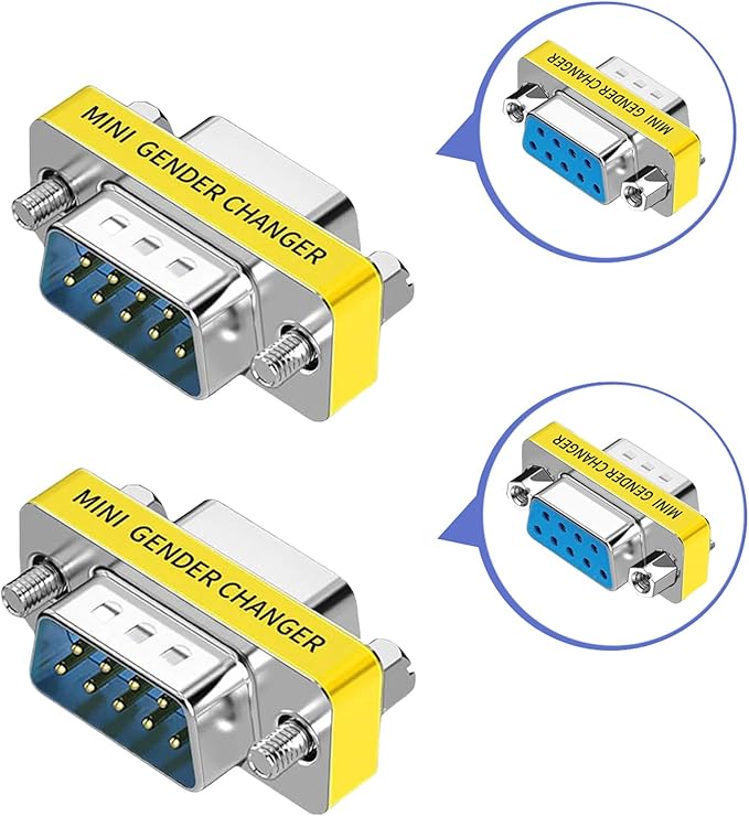 db9 Connector Null Modem Adapter,9-Pin Serial vga Adapter RS232 db9 Gender Changer,for Computer and Industrial Device Data Transfer(M-F (2P))