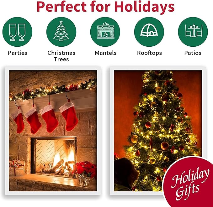 LAMPHOME Super-Bright Extendable Warm White Christmas Lights Decoration 150Lights 31.9ft UL Certified Mini Bulb String Lights Set for Outdoor Christmas Tree Garden Holiday Party Patio Wedding Decor
