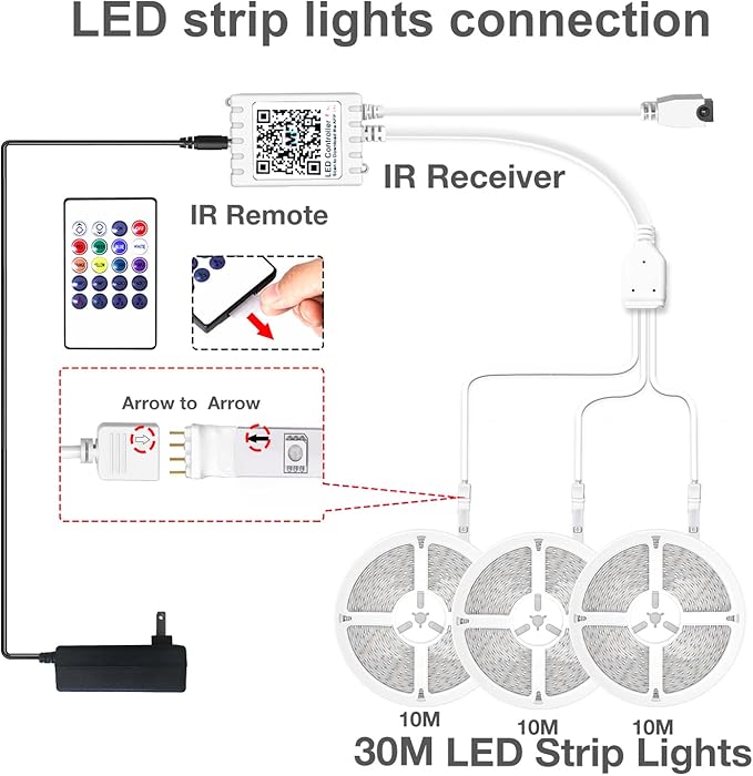 DAYBETTER 100 ft Outdoor Led Strip Lights Waterproof, Smart Light Strips with App Voice Control Remote, 5050 RGB Music Sync Color Changing Led Lights for Bedroom, Room Decor (3 Rolls of 32.8 ft)