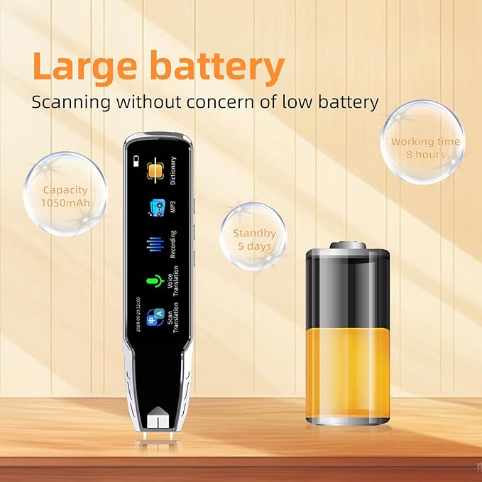 Translation Pen, OCR Digital Reading Pen with 112 Language, Translation Device with 3.69 Inch Touch Screen, Smart Pen for Instant Voice Translator for Study, Travel, Business