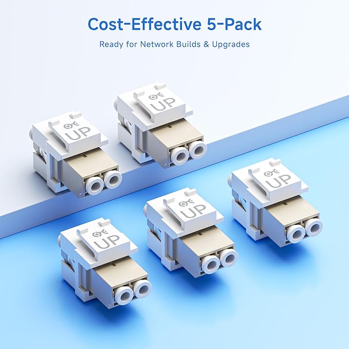 Cable Matters 5-Pack LC UPC Duplex Fiber Optic Keystone Coupler Jack, OM1/OM2/OM3/OM4 Multimode, OS2 Single Mode Support