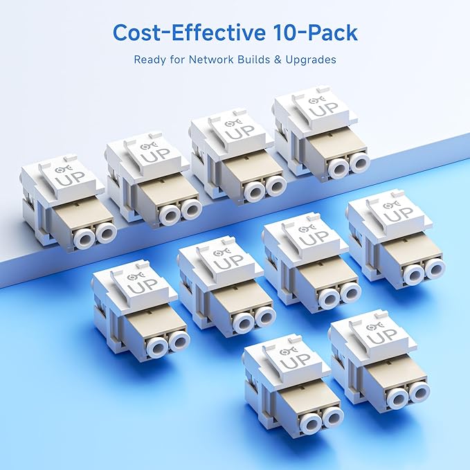 Cable Matters 10-Pack LC UPC Duplex Fiber Optic Keystone Coupler Jack, OM1/OM2/OM3/OM4 Multimode, OS2 Single Mode Support
