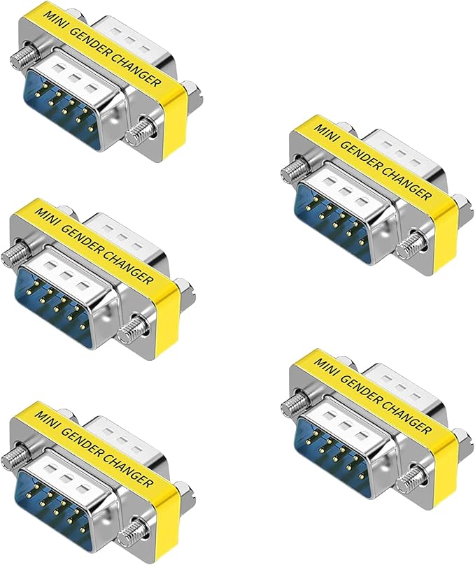 db9 Connector Null Modem Adapter,9-Pin Serial vga Adapter RS232 db9 Gender Changer,for Computer and Industrial Device Data Transfer(M-M (5P))