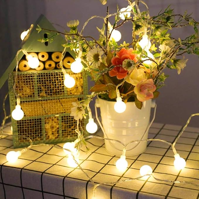 Lighting EVER Globe String Lights Battery Operated, 16.4ft 50 LED Small Ball Decorative Fairy Light with Remote and Timer, Hanging for Bedroom, Teen Room, Dorm, Teepee, Balcony, Camping Tent