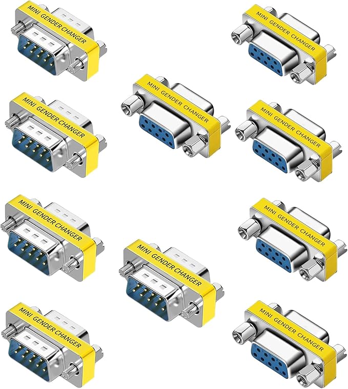 db9 Connector Null Modem Adapter,9-Pin Serial vga Adapter RS232 db9 Gender Changer,for Computer and Industrial Device Data Transfer 5 M/M + 5 F/F(5F-5M (10P))