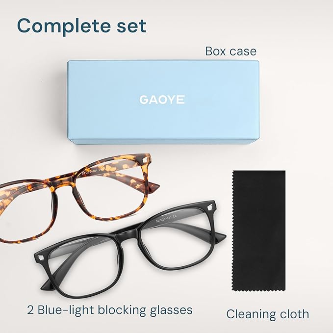 Gaoye Blue Light Glasses for Men - Blocking Square Eyeglasses, Anti UV Ray Computer Gaming Glasses Blue Blockers for Women