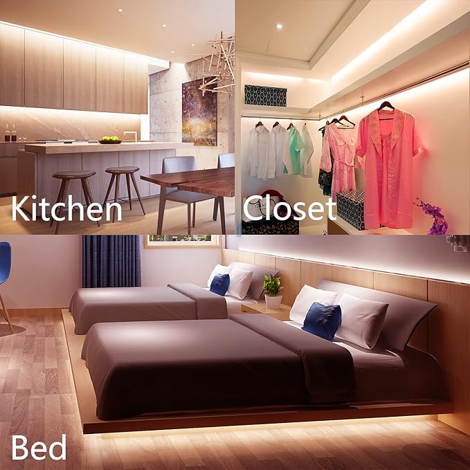 DAYBETTER Under Cabinet Lighting kit, 10 PCS LED Strip Lights with Remote, Dimmable Under Cabinet Lights for Kitchen Cabinet, Counter, TV Back,Showcase 2700K-6500K Warm to Daylight White,Timing,16.4ft