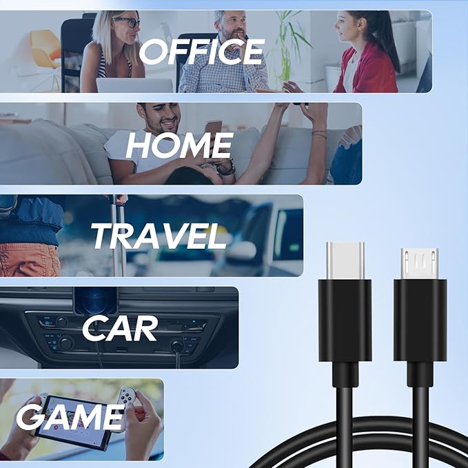 UCEC 3 Pack Micro USB to USB C Cable, Short Type C to Micro USB, Micro USB to USB C Data Transfer Cable (0.88ft) for Tablet, Camera, Speaker, Phone