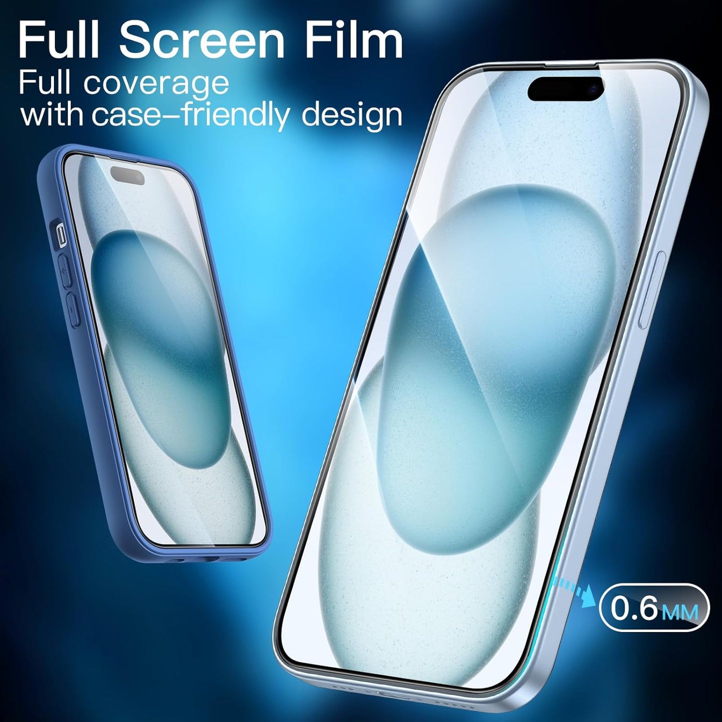 JETech Full Coverage Screen Protector for iPhone 15 Plus 6.7-Inch, Easy Installation with One-Step Alignment Tray,