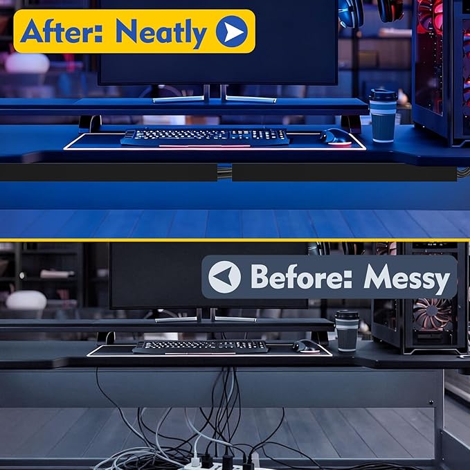 Open Slot Wiring Raceway Cable Duct, 30.8in Cable Management Channel Cord,Desk Wire Channel, Under Desk Cable Management to Hide Cables, Wires for Computers (Black, 1.97" Hx1.97 W, 15.4''L(2 Pc))