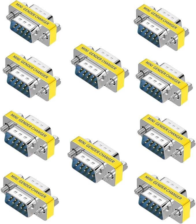 db9 Connector Null Modem Adapter,9-Pin Serial vga Adapter RS232 db9 Gender Changer,for Computer and Industrial Device Data Transfer(M-M (10P))