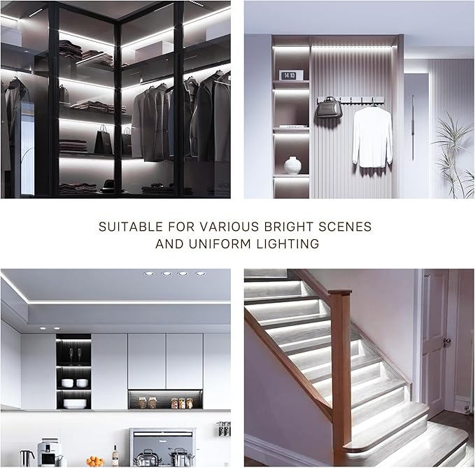 COB LED Strip,LED Strip Lights 3M/9.84ft,Touch Dimmable LED Strips,CRI90+,6000K Natural White cob led,1600LEDs,24V LED Tape Lights,Indoor for Bedroom, Kitchen, TV, Mirror,Cabinet