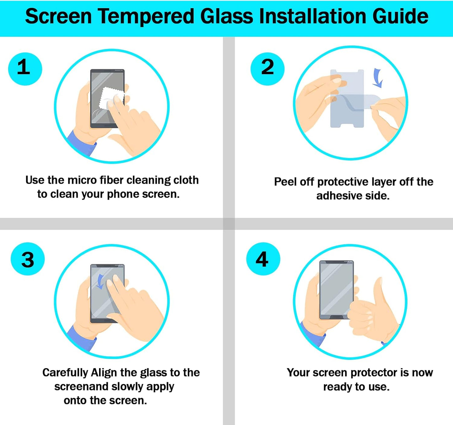 RKINC Screen Protector (4-Pack) for iPhone 12 Pro Max 6.7-Inch - Tempered Glass Film, 0.33mm, Bubble-Free