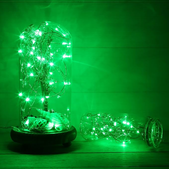 Magicnight Solar Mini Teeny Tiny Lights,Starry String Light for Garden Fairy,Tree,Railing,Arbor,Fence,16 Feet 50LEDs,2 Pack,Green Color