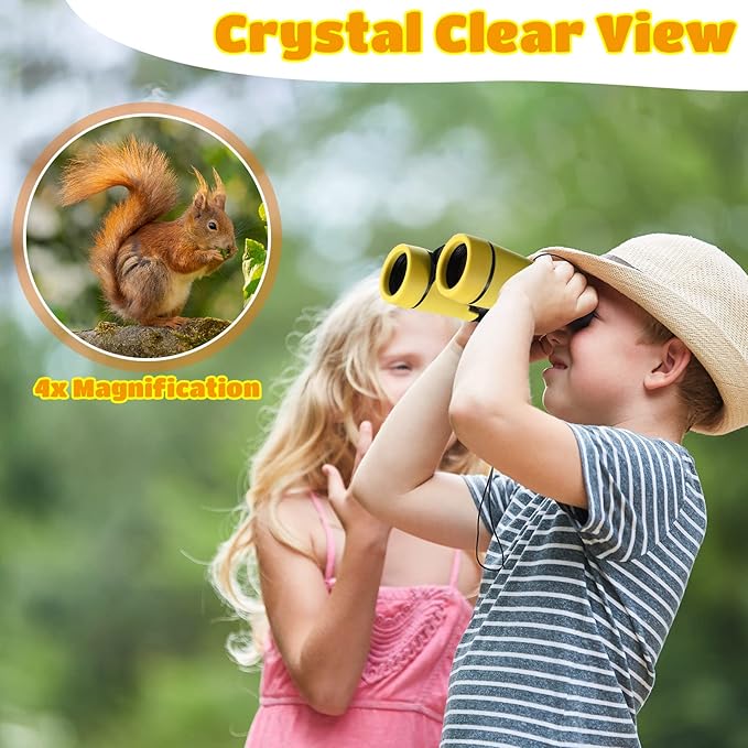6 Pack Kids Binoculars Shock Proof Toy Binoculars Set for Age 6 Years Boys Girls Hunting Folding Small Telescope Birthday Gifts Bird Watching Educational Learning Camping Outdoor (Cute Colors)