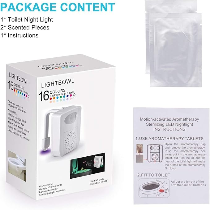 ZEZHOU Toilet Light Motion Sensor - 16 Color LED Night Lights for Toilet Bowl with Aromatherapy for Bathroom, Funny Gifts Idea for Dad Men Women Kids Teen Boys, Cool Fun Gadgets for Stocking Stuffer