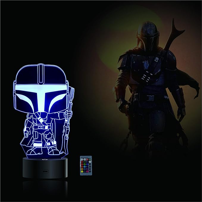 2 Bases 5 Patterns Star Wars Gifts 3D Illusion Lamp - Baby Yoda Night Light, 7 Color Change, Christmas Gifts for Star Wars Fans Boys Girls Men