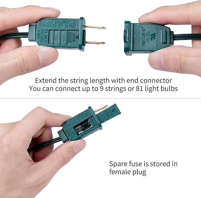 Brightown Christmas Bubble String Lights - 9 Traditional Multicolor Bubble Lights UL Listed for Holiday Christmas Celebrations Lighting, Bubble Light for Tree, Green Wire