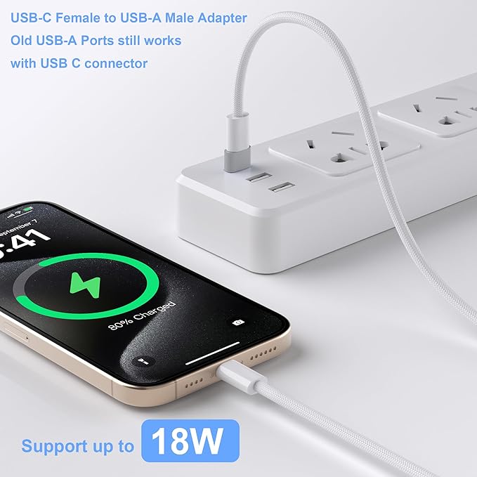 USB to USB C Adapter 3 Pack for iPhone 17 Pro Max,16 15 Charger Adapter,Type C Female to USBA Male Converter for Apple Watch iWatch S11 S10 SE,iPad mini 7 6 Air 5,Samsung S25,(Grey)