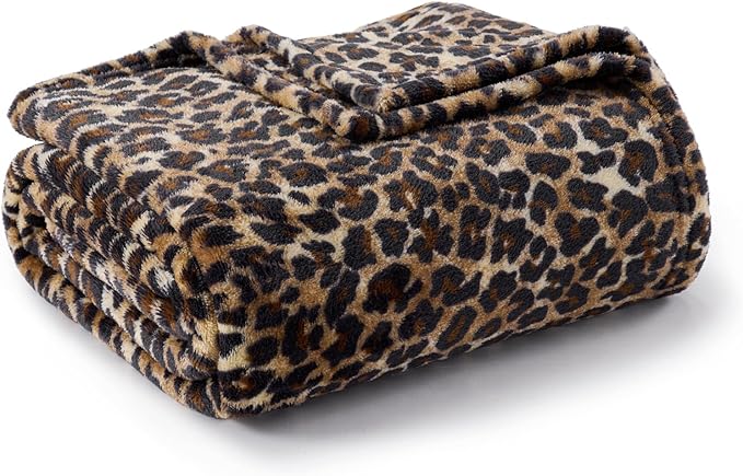 BEDELITE Leopard Print Throw Blanket – Soft Cheetah Blanket for Bed & Couch, Cozy Lightweight Fleece Animal Print Throw, 50"x 60", Brown
