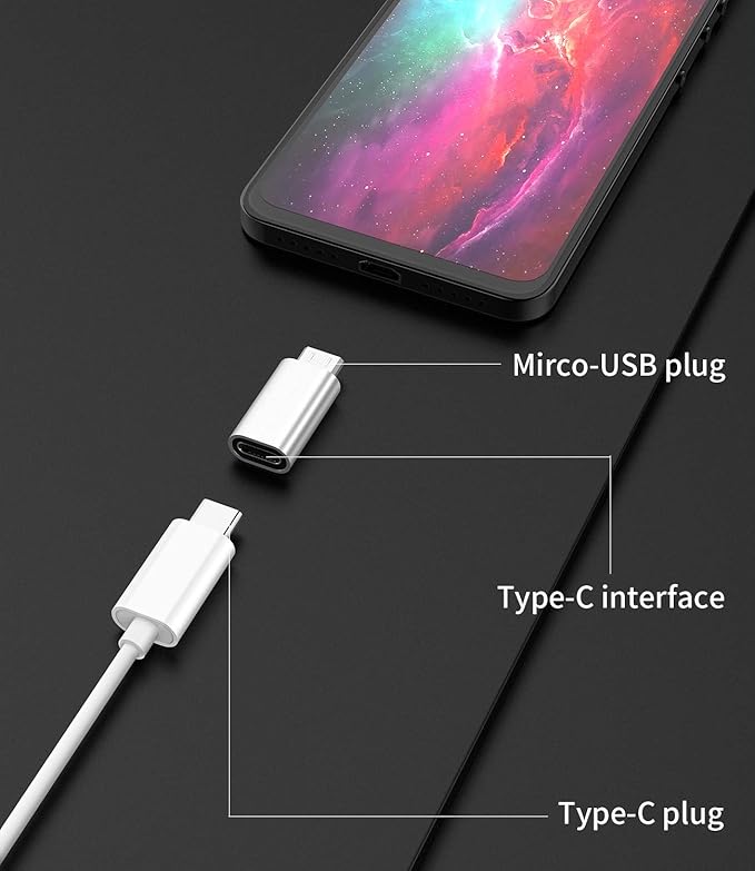 USB C Female to Micro USB Male Adapter(3pack)Type C Cable Charger Converter Android Data Sync Connector for Ipad Thunderbolt Charging Cord compatible for Samsung Galaxy S7 S6 Edge Nexus LG G4 K20 MP3