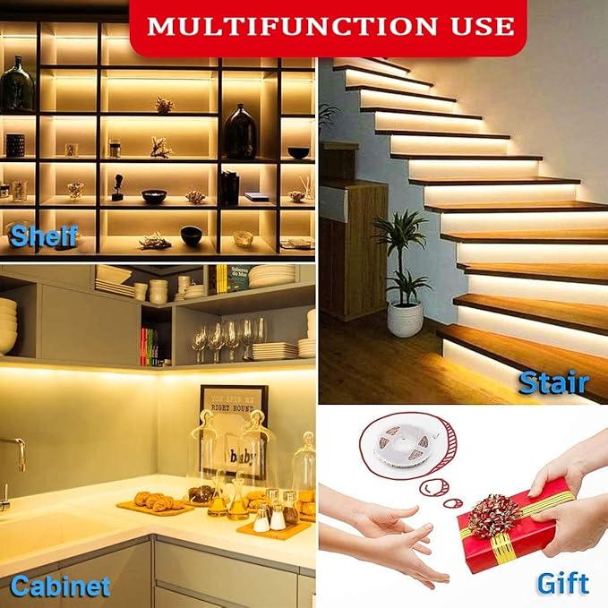 MY BEAUTY LIGHT LED Strip Lights Warm White, 16.4ft Dimmable LED Light Strip,12v Flexible LED Rope Lights Kits for Kitchen Cabinet Bedroom Party Decor
