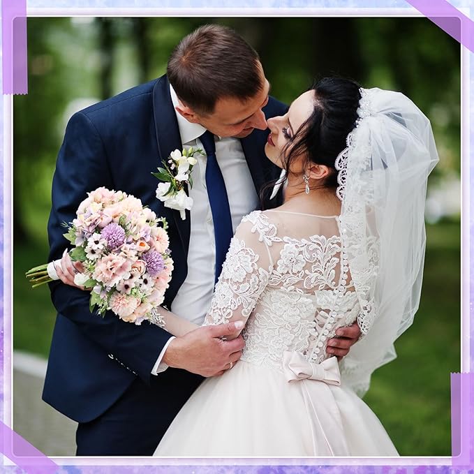 Tigeen 12 Bundles Peonies Artificial Flowers Faux Roses Silk Flowers Hydrangea Artificial Bouquet for Wedding Table Centerpiece Floral Vase Home Office Bridal Decor (Purple,Pink)