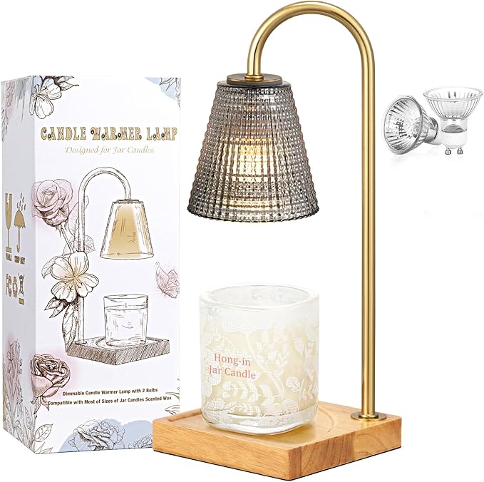 Black and Gold Candle Warmer Lamp with Timer Dimmer,Birthday Gifts for Women Mom,House Warming Gifts New Home Room Decor,Vintage Wax Warmer for Scented Wax Jar Candles