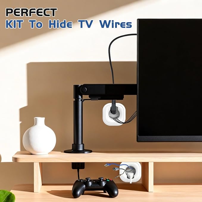 in Wall Cable Management Kit,All-in-One Voltage Adapted Cable Organizer, Streamline Wires for Living Room/Office | Easy Install Wall Wire Hider, with Drill Hardware in Wall Cable Management