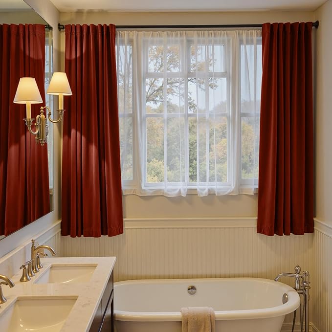 Lazzzy Velvet Blackout Curtains Thermal Insulated Room Window Drapes Super Soft Luxury Curtains for Living Room Bedroom Rod Pocket 2 Panels, Rust Red, 52" W x 72" L