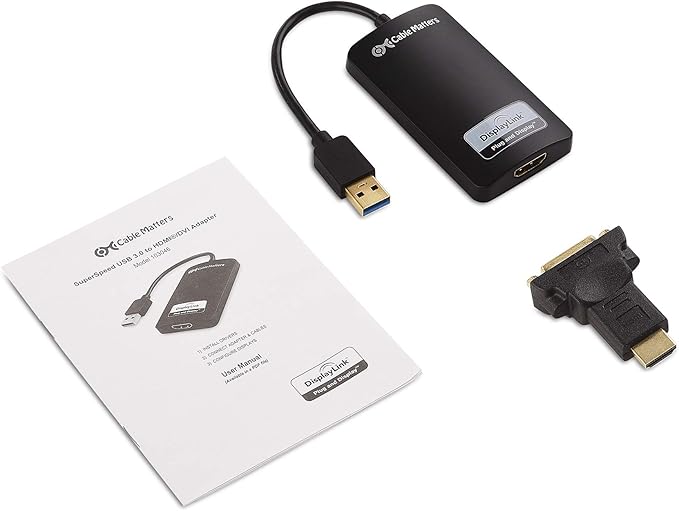 Cable Matters SuperSpeed USB 3.0 to HDMI Adapter (USB to HDMI Adapter) for Windows up to 1440p in Black