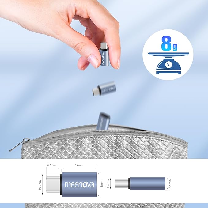 Meenova 8 Pin Female to USB-C Male Adapter (60W 1 Pack) & USB-C Female to iOS Male Adaptor (30W 1 Pack) Compatible with iPhone Charger, NOT for OTG & Audio, Type C Adaptador para iPhone
