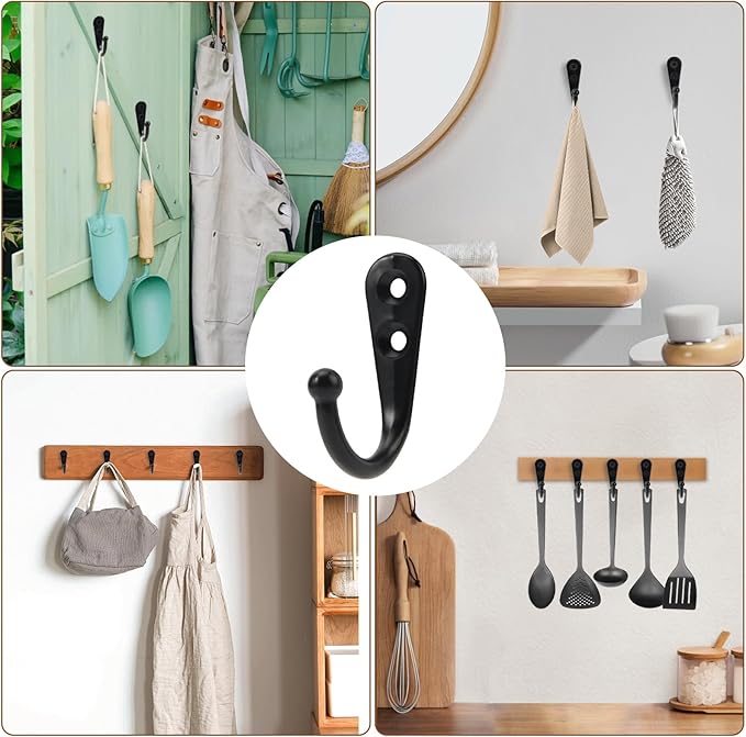 Wall Hooks for Hanging, 40 Pack Black Small Coat Hooks with 80 Screws, Heavy Duty Single Prong Wall Hooks for Keys, Cups,Towels,Bag and More