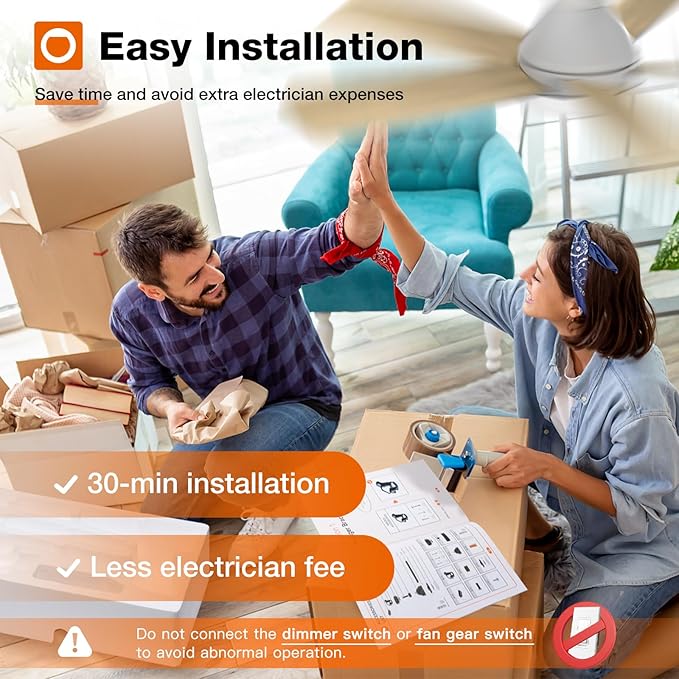 addlon Ceiling Fans with Lights, 42 Inch Low Profile Ceiling Fan with Light And Remote Control, Flush Mount, Reversible, 3CCT, Dimmable, Quiet, White Small Ceiling Fan for Bedroom Indoor/Outdoor Use