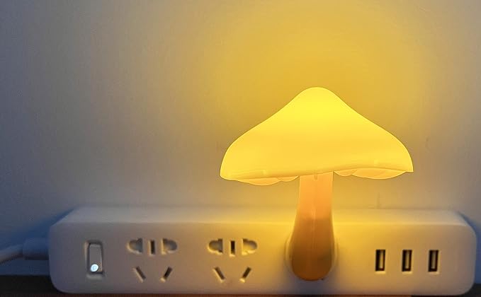 iBetterLife Sensor LED Mushroom Night Light Plug-in Wall Dream Bed Room Nightlight for Adults Kids Cute Mushroom Lamp Cottagecore Decor for Bedroom, Bathroom, Stairs, Hallway Corridor Warm Yellow