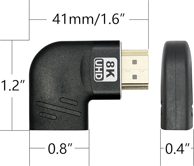 2Pcs Right Angle 8K HDMI Adapter, Left Angle HDMI Male to Female Connector, Gold Plated, Supporting 8K@60Hz, 4K@120Hz, Suitable for Laptops, PC, Projectors, etc