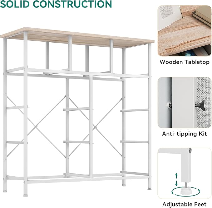YITAHOME 9 Drawer Dresser, Light Gray Fabric Storage Tower, Tall Organizer Unit for Room, Living Room, Hallway, Closets - Sturdy Steel Frame, Wooden Top & Easy Pull Bins