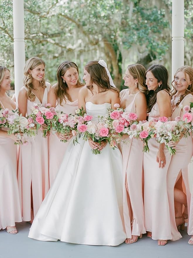 MACTING Artificial Flowers 30PCS Pink Fake Flowers with Stem Real Touch Soft Foam Roses Wedding Bouquet Table Centerpieces Party Bridal Shower Birthday Home Spring Summer Decor
